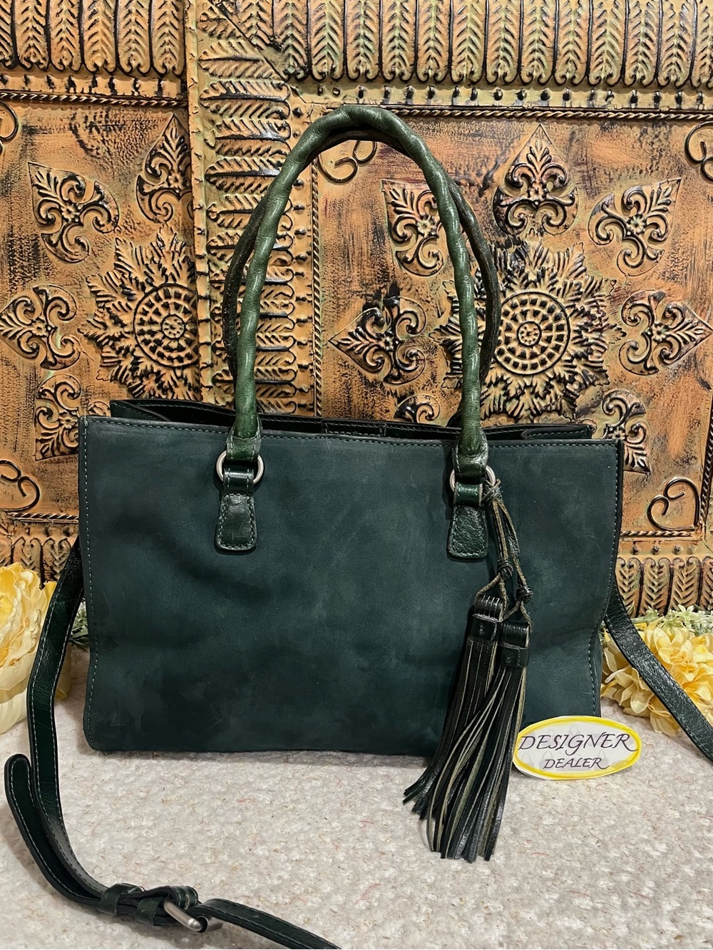 PATRICIA NASH Primrose Italian Nubuck Green Satchel VGC!